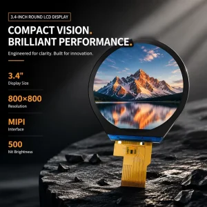 3.4 Inch 800×800 MIPI Interface 40 Pins 500cd/㎡ High Brightness Round LCD Display for Smart Watch