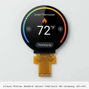 3.4 Inch Circular LCD Touch Screen 800×800 High Resolution IPS Round Display For Smart Home Control Knob Thermostat Solution