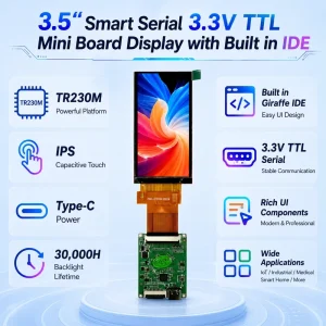 3.5 Inch 340×800 3.3V TTL Serial HMI IPS TFT LCD Display Module for Industrial and Mobile Devices