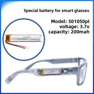 3.7V 501050 200mah LiPo Rechargeable Li ion Polymer Battery for AI Smart Glasses AR Glasses Wearable Device OEM ODM