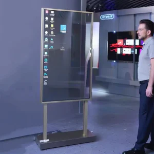 30/55″ Self-luminous 4K Touch Transparent Steel OLED Display AI Interactive Digital Human Screen Retail Store Shopping Mall