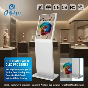 30 Inch Transparent OLED Touch Screen Information Kiosk Android Interactive Digital Signage OEM Factory Manufacturer