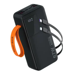30000 MAh Portable Power Station with Lanyard Built in Dual Cables 6 Output Ports PD Fast Charge External Battery for Outdoor