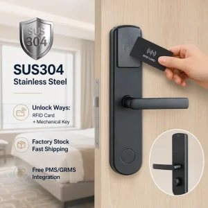 304 SUS Smart Hotel Door Lock System with Magnetic Key Card, Free PMS/GRMS Integration for Hotel Apartment