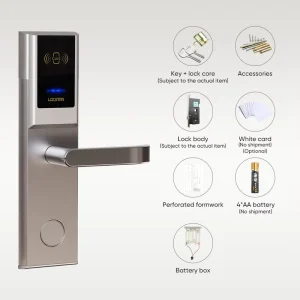 304 Stainless Steel RFID Hotel Smart Door Lock System ANSI Mortise Electronic Room Card Lock with Management Software