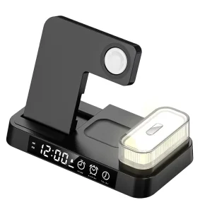 30W 3 in 1 Wireless Charger Stand Pad Alarm Clock Night Light Fast Charging Station Dock for iPhone IWatch