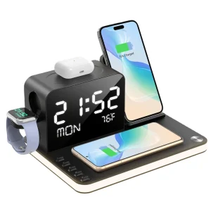 New 30W Magnetic Wireless Charging Station, 7-in-1/4-in-1 Wireless Charger, Touch Lamp, Temperature Display, Type-C Port