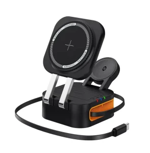 3-in-1 Magnetic Wireless Charger, 15W Fast Charging, Type-C Port, for iWatch and Phones