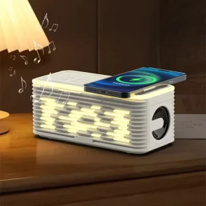 3-in-1 15W Wireless Charger Bluetooth Speaker RGB White Noise Sleep Sound Machine Bedside Lamp Alarm Clock Decorative Item