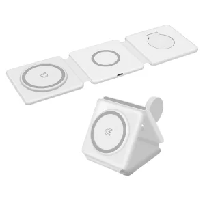 3-in-1 Foldable Wireless Charging Station, Portable Multifunctional 15W Magnetic Wireless Charger