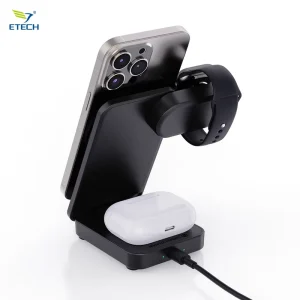 3-in-1 Magnetic Wireless Charging Station for Phones and Other Devices with a Foldable 15W Fast-Charging Pad