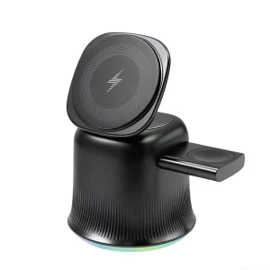 3-in-1 Magnetic Wireless Charging Station for Multiple Devices, 15W Fast Wireless Charger Stand