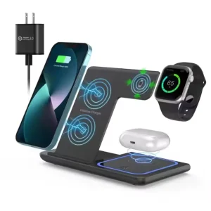 Multi-Function Foldable 3-in-1 15W Fast Wireless Charger Portable Fast Charging Station for iPhone 15/14, Samsung, and Watches