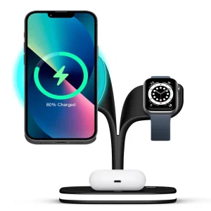 Magnetic 3-in-1 Wireless Charger, 15W Wireless Charging Station for Multi-Device Fast Charging, Compatible with iPhone 12/13