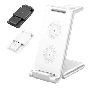 Portable 3-in-1 Foldable Wireless Charger for Smartphones, Earbuds, and Smartwatches