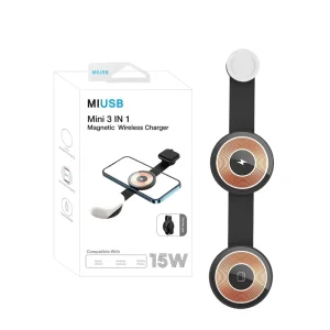 Foldable Magnetic Wireless Charging Pad for a 3-in-1 Multi-Device Charging Station