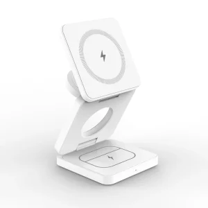 Foldable 3-in-1 Wireless Charger, Ultra-Compact, Travel-Friendly Design, Fast Charging for Phones, Earbuds, and Smartwatches