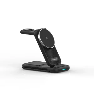 Portable Foldable 3-in-1 Magnetic Wireless Charger with Smart Device Recognition and Safe Power Output