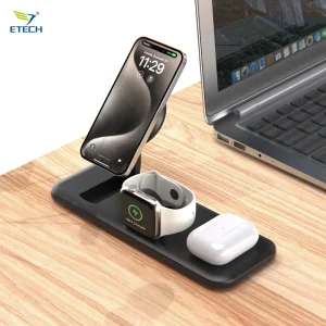 3-in-1 Fast Wireless Charging Station, Magnetic Wireless Charging Adapter for Smartphones and Other Devices, for Indoor and Outdoor Use