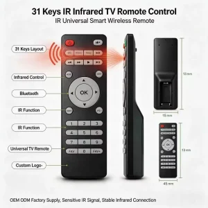 31 Key IR Wireless Remote Control for Smart LCD TV Android TV Box OEM ODM Custom Shell Factory Supply