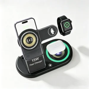 3-in-1 Foldable Wireless Charger for iPhone, Watch, and Earbuds, 10W Wireless Charger, Wireless Charging Receiver, Type-C