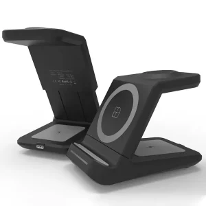 3-in-1 Electric Wireless Charging Station, 15W Fast Charging, PD-Compatible, Magnetic Headphone Stand with Adjustable Height