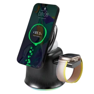 3-in-1 Magnetic Fast Wireless Charging Station for Multiple Devices, 15W
