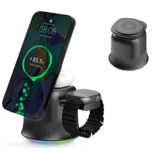Foldable 3-in-1 Wireless Charger Multi-Device Charging Station, 15W Fast Charging