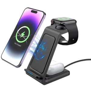 Desktop Universal 3-in-1 Wireless Charger, 15W Fast Charger for Apple Phones