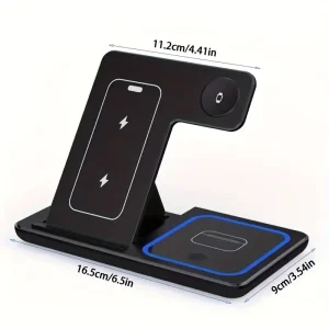 3-in-1 Wireless Charger with Stand, Foldable Desktop Stand, Fast Charging, Compatible with iPhone 17/16/15, Multifunctional Charging Station