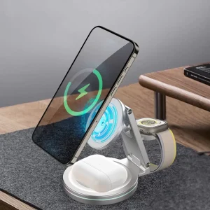 Best-Selling 3-in-1 Foldable Magnetic Fast Wireless Charging Stand and Holder for iPhone and Travel