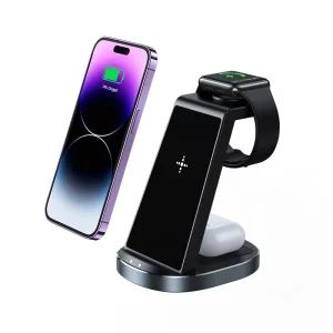 Multi-Device Wireless Charger, 3-in-1 Wireless Charging Station for Travel, Compatible with iPhone, iWatch & Earbuds