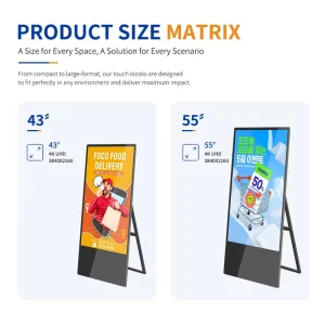 32 55 Inch LCD Ultra Thin Android Smart Movable Digital Signage Player CMS Server Release Advertising Screen