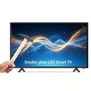 32-65 Inch Double Glass LED Smart TV 4K QLED AI Upscaling Gaming Hotel Use HDTV Android 12.0 Black