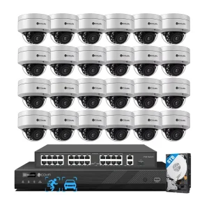 32 Channel 12Mp AI Security Camera System Face Motion Audio Poe 12Mp Nvr Kit Outdoor Business Surveillance System App View
