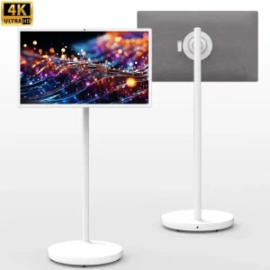 32 Inch 4K Portable Smart TV Android 15 White LED Touch Screen 8GB/128GB Wireless Mobile Kitchen Office Outdoor Gym