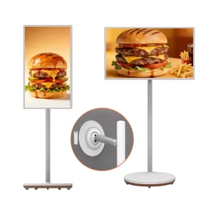 32 Inch 4K UHD Portable Digital Signage Android 15 Touch Screen Display Smart Android 15 for Self Service Kiosk Business Office
