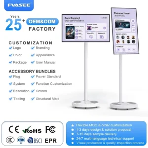 32 Inch 4K Ultra HD Wireless Portable Smart Touch Display With Android 14 WiFi6 Battery System Best Field Demo Outdoor Business