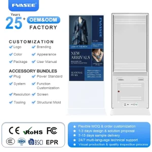 32 Inch Android 13 Portable Smart Screen Digital Signage and Display Floor Kiosk Lcd Advertising Digital Stand Display