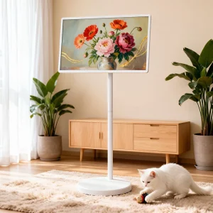 32 Inch Android 15 Digital Signage Display Smart Floor Kiosk Lcd Smart TV Portable Touch Screen Monitor With Stand