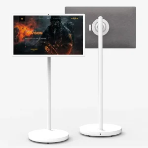 32-Inch LED Smart TV Android System White Cabinet 8GB+128 10W Hi-Fi Stereo Speakers Battery-Powered Wheels-Portable Outdoor Use