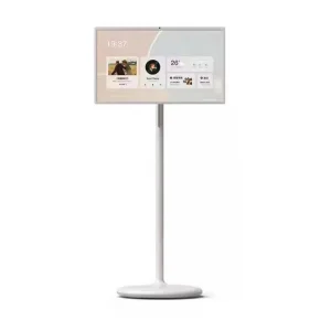 32 Inch Portable Android Smart TV Full HD 1080p 60Hz Refresh Rate LED White Stand Up Rotatable Display for Study Kitchen Living