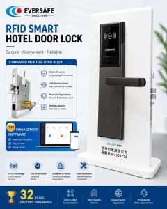 32 Years Factory Experience Since Stainless Steel M1 Card Hotel Lock System Mechanical Key Override + Built-in Battery