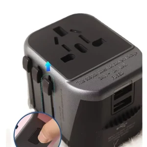 35W PD Universal Travel Adapter Type C Dual USB A Ports Interchangeable Pins US UK EU AU Mobile Smart Device Charging RoHS