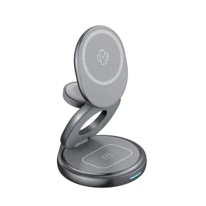 360° Rotating Foldable Portable 15W Fast Smart Magnetic 3-in-1 Wireless Charger for iPhone 15 Pro Max