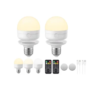 3-Color 7W USB Fast-Charging LED Emergency Light Bulb Battery with Detachable E27 Base, Magnetic Base, and DC Power