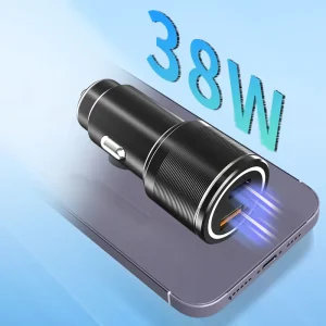 38W Car Charger Fast Charging 2 in 1 USB a Type C Car Phone Charger Adapter for Mobile Phone Portable Fast Car Charger