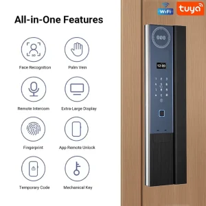 3D Face Recognition Palm Print Smart Lock Real Time Video Intercom Fingerprint Keypad RFID Card Cloud Aluminum Alloy