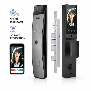 3D Face Recognition Smart Door Lock AI Camera Indoor Screen Fingerprint Password Card Key App Cloud Storage Stainless Steel