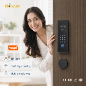 3D Face Recognition Smart Door Lock Aluminum/Wood Door Support Cloud Storage Tuya TTlock App Split Smart Lock for Home Apartment